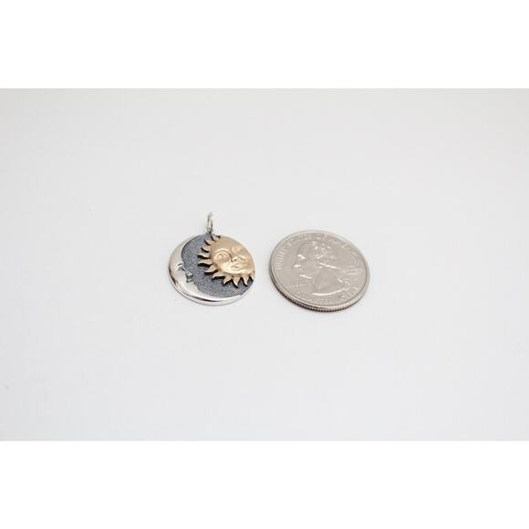 Mixed Metal Sun and Moon Charm, Mixed Metal Sun and Crescent Moon Charm - Picture 3 of 4